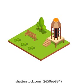 Park Bench and Water Tower