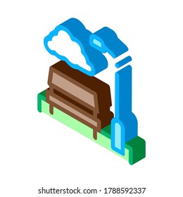 Park with Benches Icon Vector. Isometric Park with Benches sign. color isolated symbol illustration