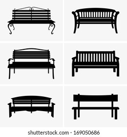 Park Benches vector silhouette symbols