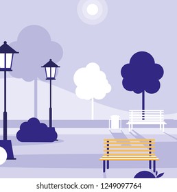 Park with benchs design