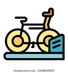 Park bike lock icon outline vector. Sport safety. Secure protection color flat