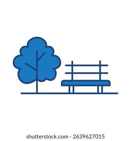 Park Blue Line Editable Stroke Icon. Real Estate, Building, House, Home, Property Vector Illustration