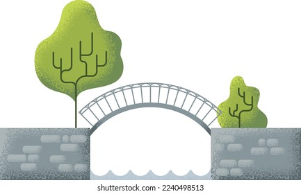 Park bridge. Decorative stone structure in textured style