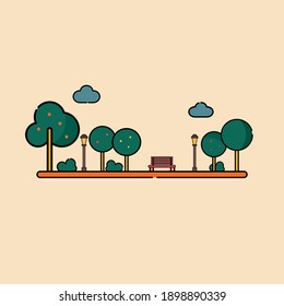 Park cartoon isolate icon on beige graound. Vector illustration in flat cartoon design. 