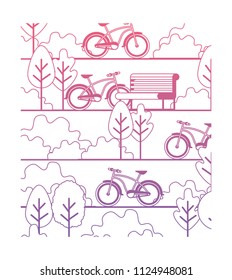 park with chair and bicycle pattern