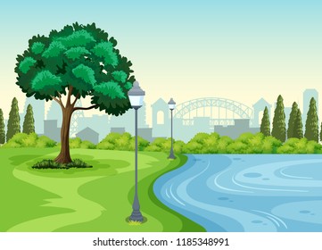 A park in the city illustration