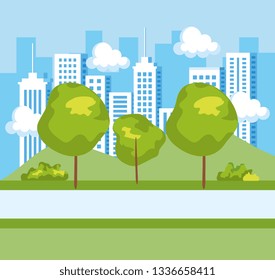 park city with trees and natural bushes