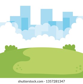 park with cityscape background