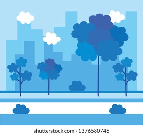 park with cityscape background