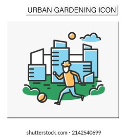 Park Color Icon. Modern Garden Space Inside The City Center. Perfect Place For Relax. Landscape. Earth Day. Urban Gardening Concept. Isolated Vector Illustration