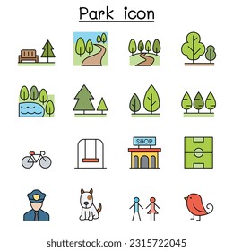 Park color line icon set