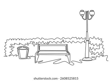Park concept. Single line draw design. Vector graphic illustration.