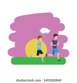 Park design, Landscape nature outdoor beautiful season spring and summer theme Vector illustration