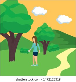 Park design, Landscape nature outdoor beautiful season spring and summer theme Vector illustration