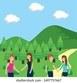 Park design, Landscape nature outdoor beautiful season spring and summer theme Vector illustration