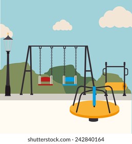 Park design over landscape background, vector illustration.