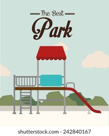 Park design over landscape background, vector illustration.
