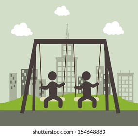 park design over sky background vector illustration