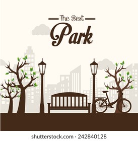 Park design over white background, vector illustration.