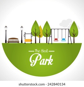 Park design over white background, vector illustration.