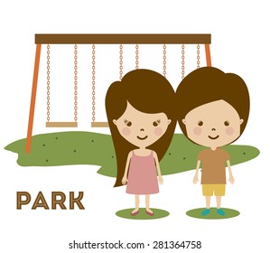 Park design over white background, vector illustration