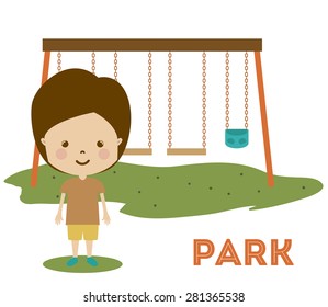 Park design over white background, vector illustration