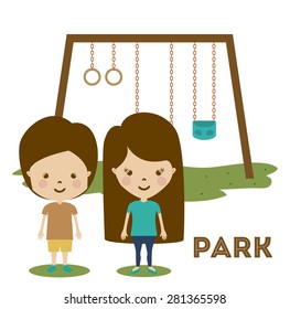 Park design over white background, vector illustration