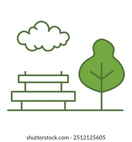 Park Editable Line Icons. Green Technology, Net Zero, Carbon Neutral and Environmental Sustainability Concept in Minimal Style. Thin Outline Icons Collection