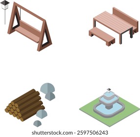 park elements bench icon illustration