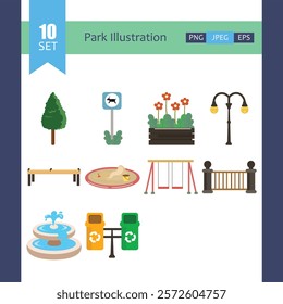 Park Elements Illustration Set Cute