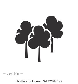 icono del emblema del parque, tres árboles, bosque, ambiente ecológico, símbolo plano sobre fondo blanco - Ilustración vectorial