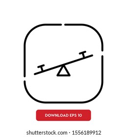 Park entertainment symbol, seesaw outline vector icon