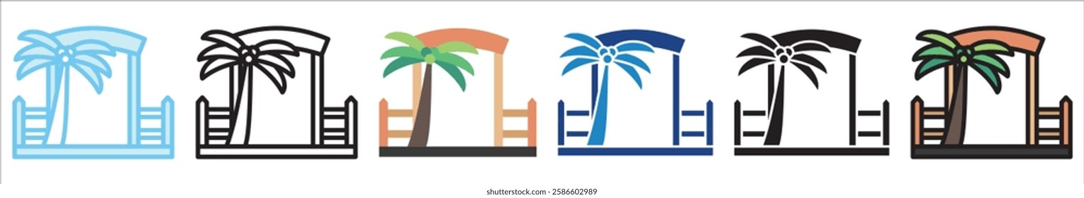 Park Entrance multi style, mini illustration icon. outline, flat, glyph, line color, UI, UX, app and web, digital or print. For education, construction, transportation, environment, urban planning.
