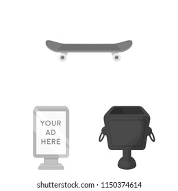 Park, equipment monochrome icons in set collection for design. Walking and rest vector symbol stock web illustration.