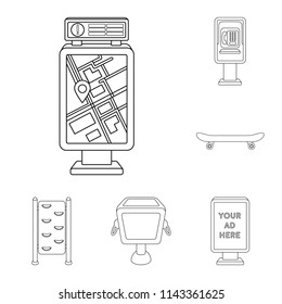 Park, equipment outline icons in set collection for design. Walking and rest vector symbol stock web illustration. Park, equipment outline icons in set collection for design. Walking and rest vector symbol stock web illustration.