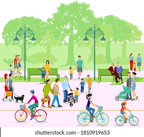 Park with families and people in leisure