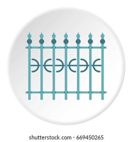 Park fence icon in flat circle isolated on white background vector illustration for web