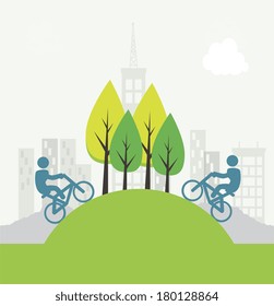 Park flat design vector illustration