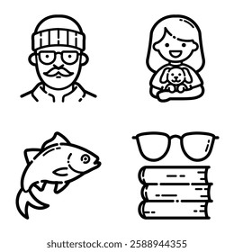 Park Flat Icon Set Isolated On White Background