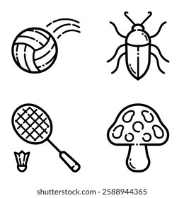 Park Flat Icon Set Isolated On White Background