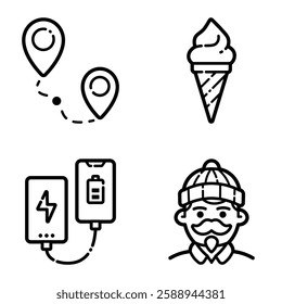 Park Flat Icon Set Isolated On White Background