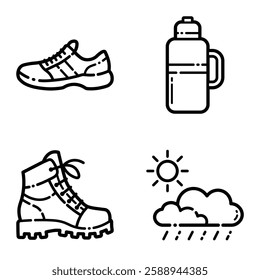 Park Flat Icon Set Isolated On White Background