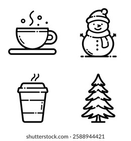 Park Flat Icon Set Isolated On White Background