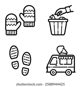 Park Flat Icon Set Isolated On White Background