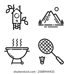 Park Flat Icon Set Isolated On White Background