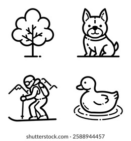 Park Flat Icon Set Isolated On White Background