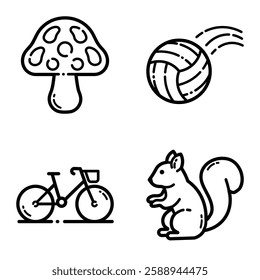Park Flat Icon Set Isolated On White Background