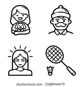 Park Flat Icon Set Isolated On White Background