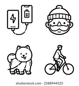 Park Flat Icon Set Isolated On White Background