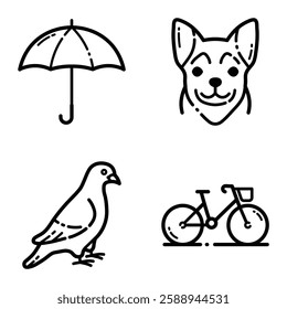 Park Flat Icon Set Isolated On White Background